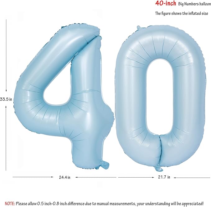 40 In Matte Blue Number Balloons Helium Foil Mylar Balloon Birthday Party banquet Decoration Digital 40