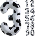 Cow Print Balloon Birthday Decorations Supplies,40 inch Number 3 Balloon | Cowgirl Theme Number Balloons for 3st Birthday Party | Farm Barn Decor for kids