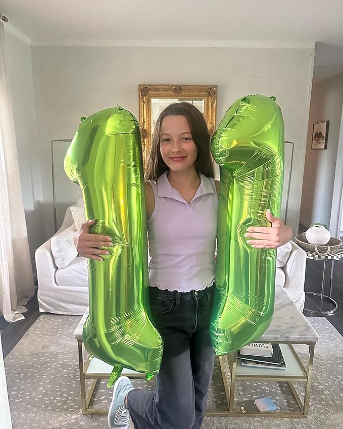 Light Green Number 1 Balloon for First Birthday 40 Inch, 1st One Number Balloons Birthday Decorations for Girl Boy Toddler Baby