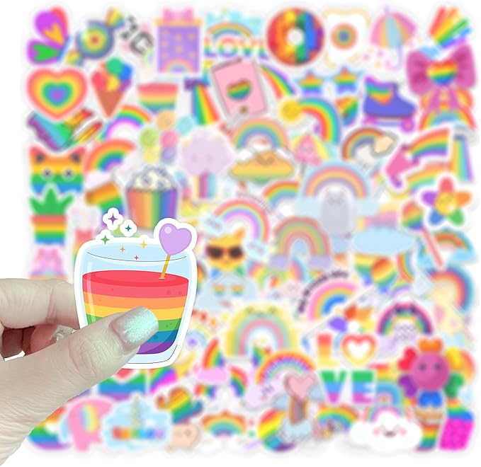 Stickers for Kids,100 PCS Stickers Pack,Rainbow Sticker,Cute Colorful Waterproof Vinyl Art Sticker.Stickers for Water Bottles,Skateboards and Notebooks,Sticker for Teens Girls Kids