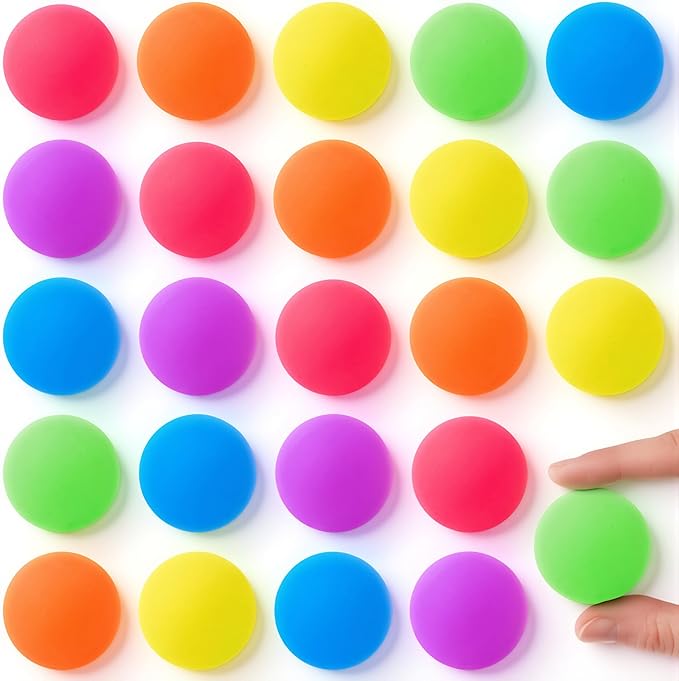 JOYIN 24 PCS Multi Neon Style Bouncy Balls, 6 Colors 32mm Assorted Bouncy Balls Bulk with Storage Bag, Bounce Toys for Kids Party Favors Birthdays Gifts Goodie Bags Stuffers Carnival Prizes