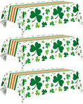 3 Pack St. Patrick's Day Tablecloths 54" x 108", Green Shamrock Plastic Table Covers, Disposable Party Tablecloths for St Patricks Day Decorations, Holiday Party Supplies