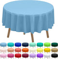 PARTY ULYJA Light Blue Plastic Tablecloths 2 Pack Disposable Table Covers 84 Inch Circle Baby Shower PEVA Sky Blue Table Cloths for Picnic Birthday Wedding Banquet Parties 6 ft Round Table Use