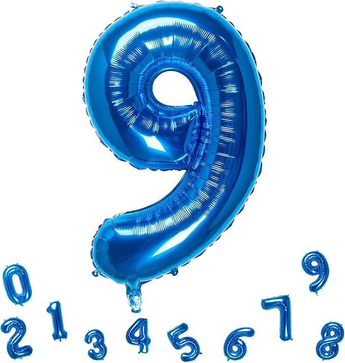 32 Inch Blue Number 9 Balloons Foil Ballon Digital Birthday Party Decoration Supplies (Blue Number 9 Balloon)