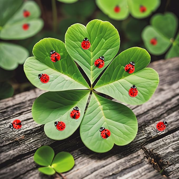 100PCS Mini Ladybug Decor for Dollhouse Resin Tiny Ladybugs for Crafts Micro Miniature Ladybug for Fairy Garden Dollhouse Micro Landscaping Decoration