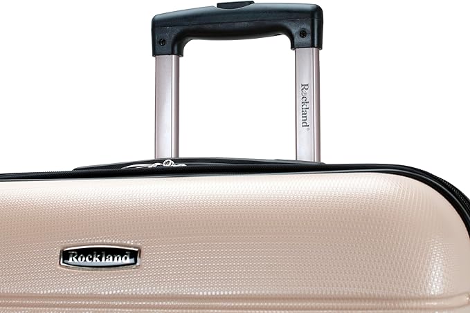 Rockland Melbourne Hardside Expandable Spinner Wheel Luggage, Checked Large 28", Champagne