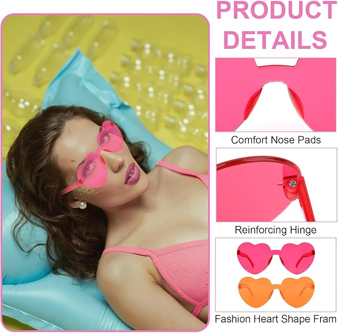 Heart Sunglasses 12/18/24 Pcs Heart Shaped Glasses for Women Cute Funny Party Glasses Party Favors Accessories