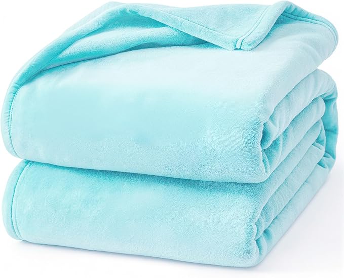 Hansleep Fleece Robin Egg Blue Full Blanket, Super Soft Flannel Fuzzy Plush Cozy Blanket for All Seasons, Robin Egg Blue, Full 84x90 Inches