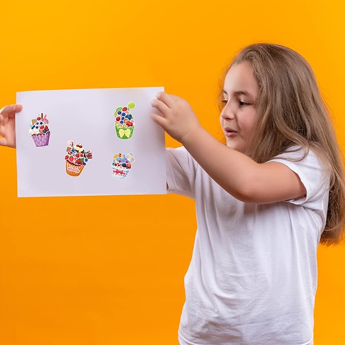 24 Sheets Cupcake Make a Face Sticker Sheets for Kids Todders Activities, Make Your Own Stickers for Kids Birthday Party Favor Supplies Craft