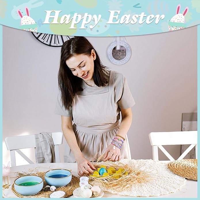 Easter Basket Stuffers for Women Happy Hoop Easter Bunny Bracelet Clay Bead Stackable Stretch Bracelet Cute Spring Jewelry Accessories Party Favors