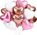TONIFUL 30Pcs 18 Inch Rose Gold Pink Heart Balloons Pink White Heart Shape Foil Mylar Balloons Decoration for Birthday Valentine's Day Wedding Bridal Shower Anniversary Engagement Party Supplies
