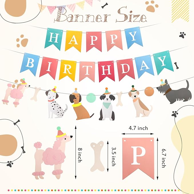 20 Pcs Dog Birthday Party Decoration Set Include Dog Foil Balloons Puppy Birthday Banner Paw Print Balloons Standing Cute Animal for Baby Shower Pets Themed Party Supplies Favors