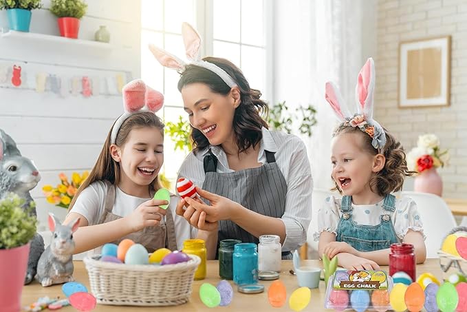 12-Pack Easter Egg Chalk, Sidewalk Chalk for Kids, Easter Basket Stuffers Gifts Fillers, Perfect For Easter Egg Hunt, Party Favors, 2.5" Inch