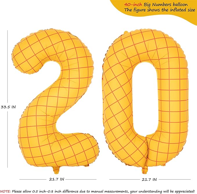 40-Inch Large Number Balloon Toy Inspired Story Matte Yellow Birthday Balloon Western Rodeo Party Supplies Boy Girl Story Anniversary Kids Birthday Party Cowboy Farm Themed Baby Welcome Decorations