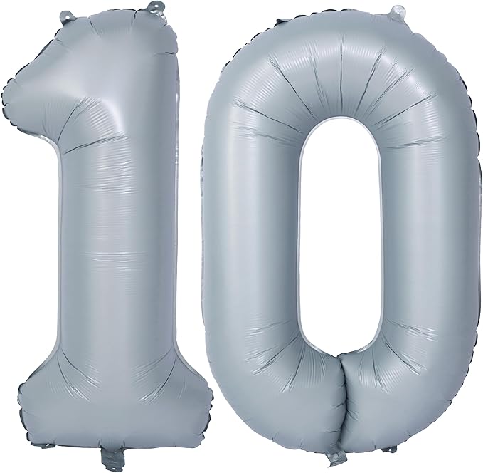 40 In Matte gray Number Balloons Helium Foil Mylar Balloon Birthday Party banquet Decoration 10
