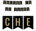 Andaz Press Faux Gold Glitter on Black Birthday Party Banner Decorations, Cheers to 35 Years, Approx 5-Feet, 1-Set, 35th Birthday Milestone Colored Hanging Pennant Decor