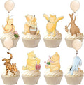 48 Pcs Winnie Cupcake Toppers Classic Pooh Baby Shower Decorations Cute Cake Decorations Oh Baby Newborn Party Favors Boys and Girls First Birthday Supplies