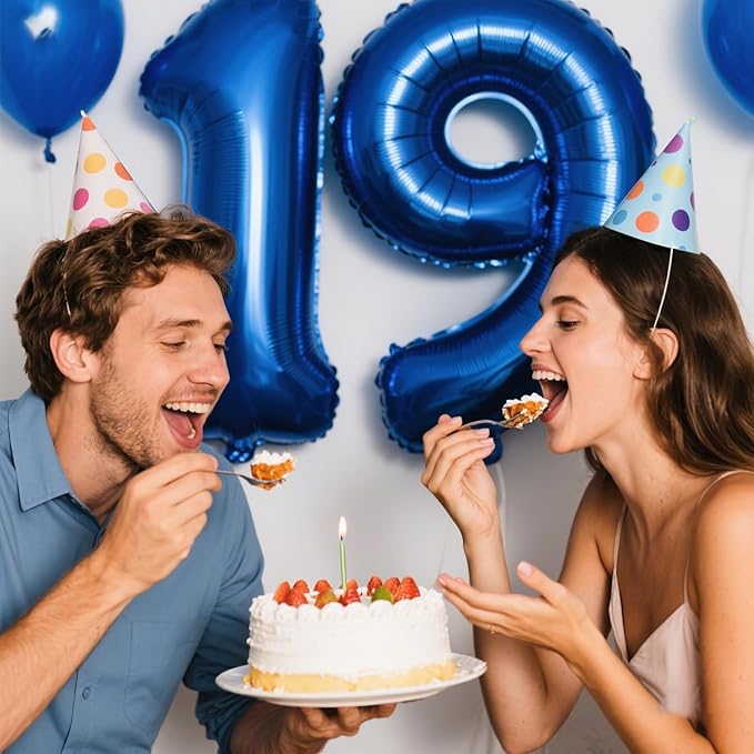 40 Inch Navy blue Number 19 Digital Balloon,Jumbo Mylar Foil Helium Balloon for 19 Balloons for Birthday Party,Wedding Anniversary Party Decorations