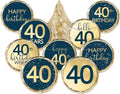 40th Birthday Party Favor Stickers – 180 Navy Blue and Gold Foil Labels for Chocolate Kisses – Candy Decorations for 40th Birthday Celebration – Milestone Party Supplies for Him or Her