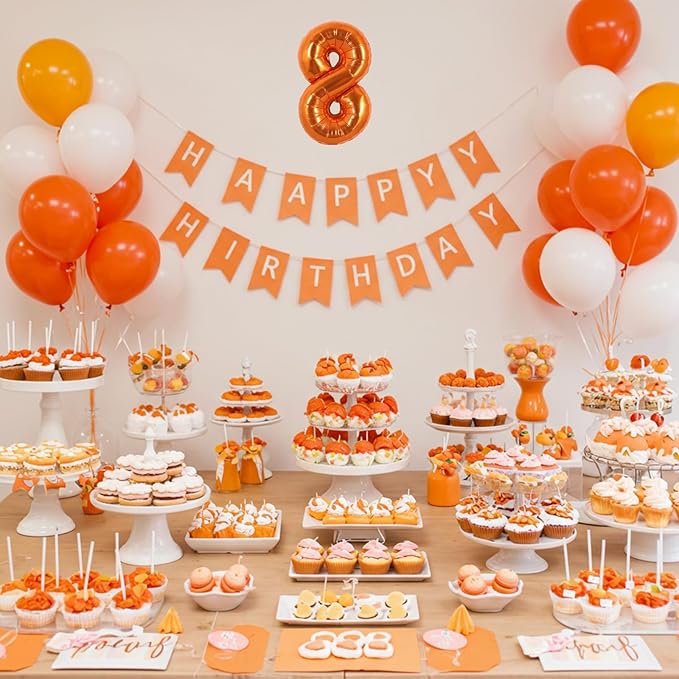 TONIFUL Balloons 16 Inch Orange 0-9 Number Mylar Foil Balloons 10 Pcs digitalal Balloons for 2026 New Year Eve Birthday Party Engagement Graduations Halloween Anniversary Baby Shower