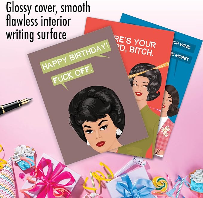 NobleWorks Assortment Pack of 3 Funny Birthday Greeting Cards with Envelopes (3 Designs, 1 Each) Blunt and Beautiful VC7956BDG-C1x3