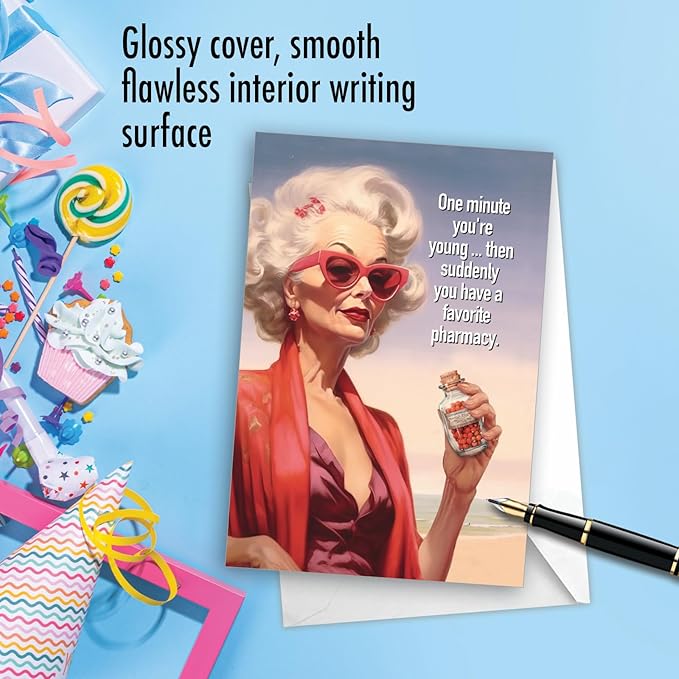 NobleWorks Humorous Birthday Greeting Card with 5 x 7 Inch Envelope (1 Card) Bday Favorite Pharmacy C10069BDG