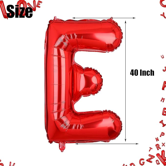 40 Inch Big Red Letter Balloons Foil Mylar Wedding Bachelorette Wedding Birthday Bridal Shower Anniversary Celebration Graduation Party Decoration Alphabet E A-Z