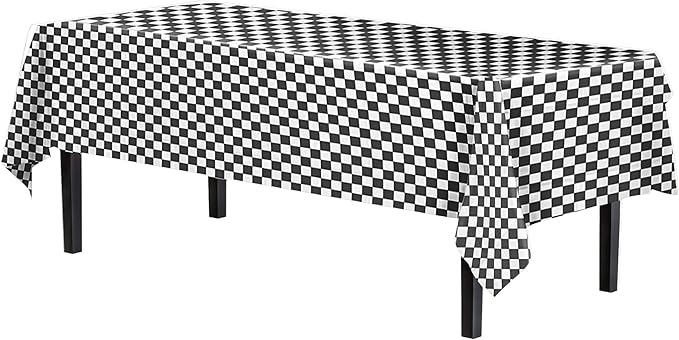 Exquisite 12-Pack Premium Plastic Tablecloth Pack of 12 - Premium Plastic Tablecloth 54 Inch x 108 Inch Rectangle Table Cover - Checkered