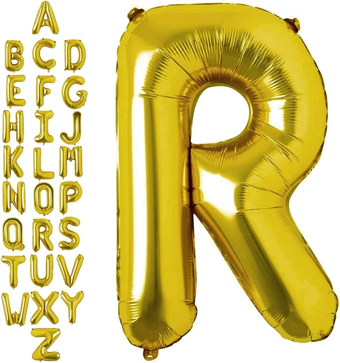 40 Inch Gold Letter R Balloons, DIY Phrase Foil Alphabet Letter R Balloons DIY Word R Banner for Birthday Anniversary Celebration Graduation Party Supplies Decoration