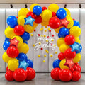 Carnival Circus Balloon Garland Arch Kit, 160Pcs Red Yellow Blue Latex Balloons with Star Foil Balloons for Baby Shower Bridal Shower Birthday Party Decorations