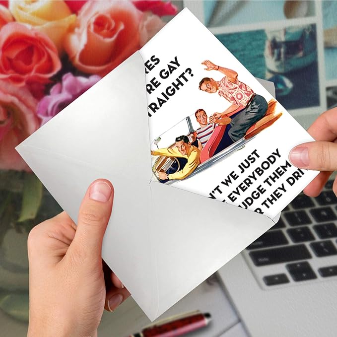 NobleWorks - 1 Funny Vintage Birthday Card - Hilarious Retro Greeting, Grown-Up Humor for Happy Birthdays - Gay or Straight 4150