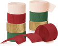 NICROHOME EUR Christmas Decorations, 8 Rolls Christmas Green Red Gold Crepe Paper Streamers for Xmas Birthday Party Wedding Baby Shower Party Decorations, 1.8 Inch x 82 Ft/Roll