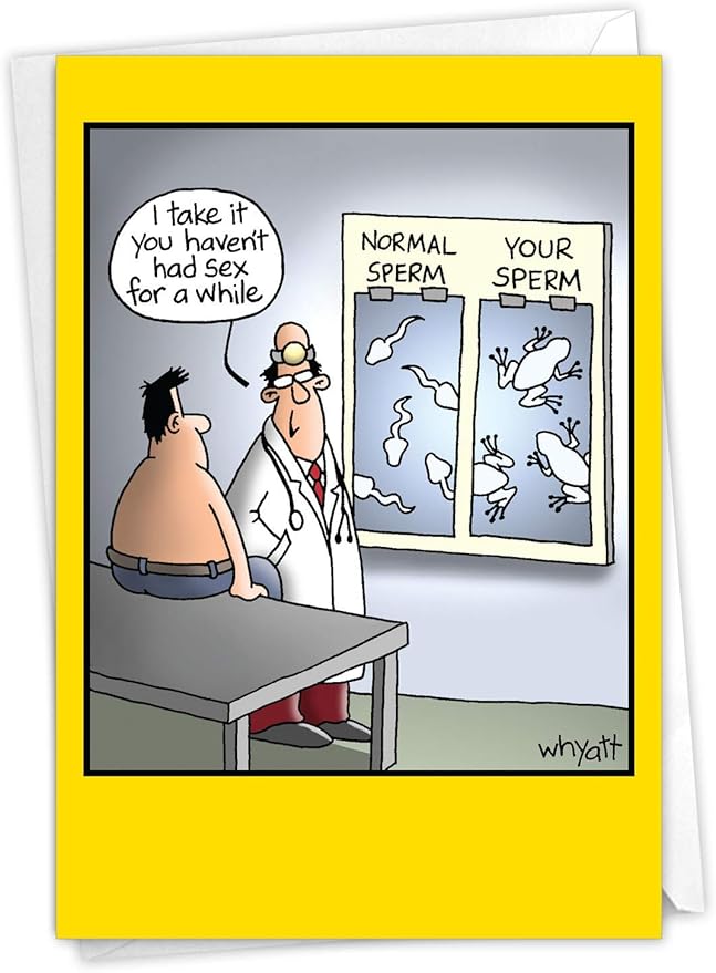 NobleWorks - 1 Hilarious Greeting Card for Birthday - Funny Birthday Cartoon, Comic Notecard - Your Sp-rm 8306