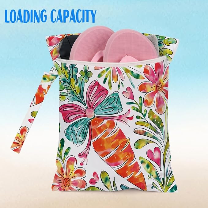 Beach Essentials, Wet Bag for Swimsuit Dirty Clothes Yoga Gym Diaper, Wet Dry Bag, Beach Vacation Essential for Travel Poor Bathing Summer Rustic Carrot Gifts