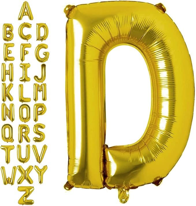 40 Inch Gold Letter D Balloons, DIY Phrase Foil Alphabet Letter D Balloons DIY Word D Banner for Birthday Anniversary Celebration Graduation Party Supplies Decoration