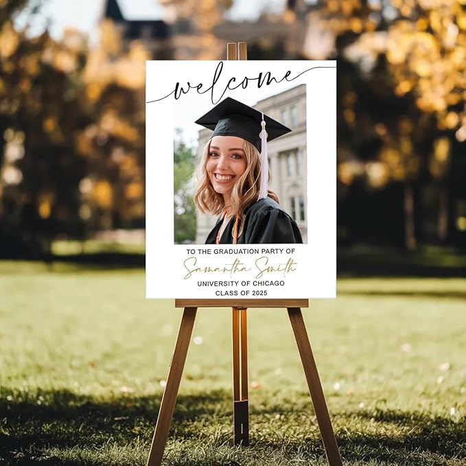 Graduation Party Welcome Sign, Photo Graduation Poster, Greenery Grad Poster, Grad Party Decorations, Senior 2025 2026, Class of 2025 Welcome Board,Custom Grad Celebration Sign, Graduates, Canvas 7