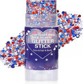 Red White Blue Hair Glitter Stick,Patriotic Face Body Glitter,4th of July Accessories,Fourth of July Outfits for Women,Patriotic Day Memorial Day Waterproof Chunky Glitter Makeup