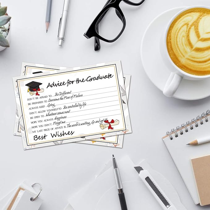 Graduation Wish Cards - 50PCs High School or College Graduation Advice Cards Supplies 2026 Decorations Grad Celebration Party Supplies for High School/College/Senior School