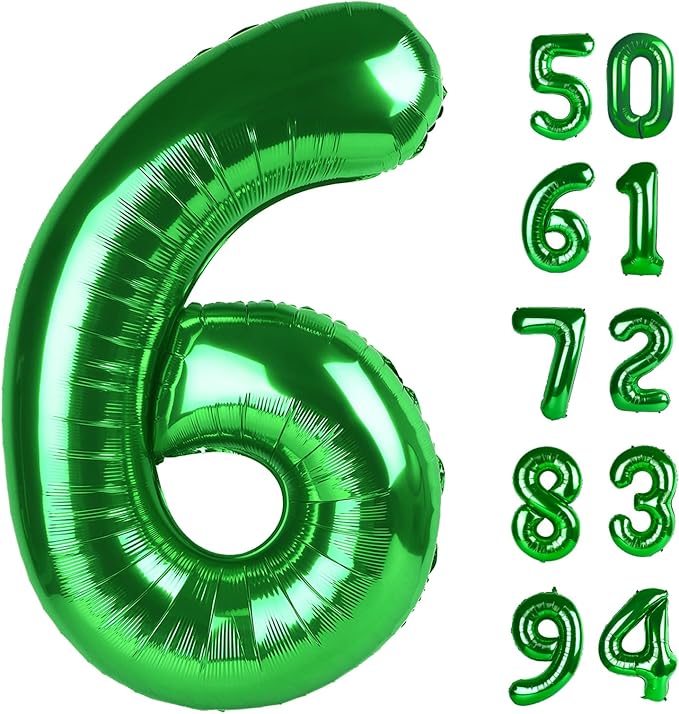 Green 6 Balloon, Number Balloons 40 Inch, 6th Balloons for Decorations, Green Party Supplies 6 Balloon, Number 6 Balloon, St. Patrick's Day Decorations