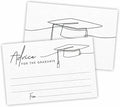 30 Graduation Advice Cards - Minimalism Grad Cap - 4"X6" White Double-Sided Fill In Style Advice & Wishes Cards, Class Of 2026 Graduation Party Decorations & Supplies - 003