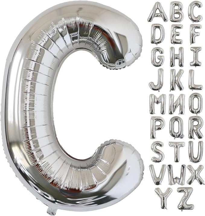 KALOR 40 Inch Silver Letter C Balloons Jumbo Foil Mylar Helium Big Balloons for Birthday Party Anniversary Baby Shower Supplies