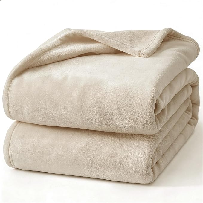 Hansleep Fleece Queen Blanket for Bed Fleece Taupe, Super Soft Flannel Fuzzy, Plush Cozy Blanket for All Seasons, Taupe, Queen 90x90 Inches