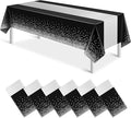 6Pcs Black and Silver Tablecloth Party Decorations,Plastic Black Table Cloth Printed Silver Table Runner Disposable Rectangle Table Cover for Birthday Anniversary Wedding Graduation Party,54 x108 Inch