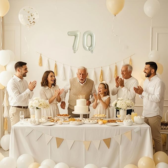 TONIFUL Number Balloons 16 Inch Cream White 2 Set 0-9 Number Mylar Foil Balloons 20 Pcs Custom digitalal for 2026 New Year Eve 2026 Birthday Party Engagement Graduations Anniversary Baby Shower Decor