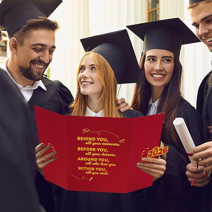 Vlipoeasn 2PCS Graduation Guest Book Alternative, Red Gold Class of 2026 Graduation Party Decorations, Graduation Signature Book for 2026 College High School, Unique Graduation Gifts for Friends