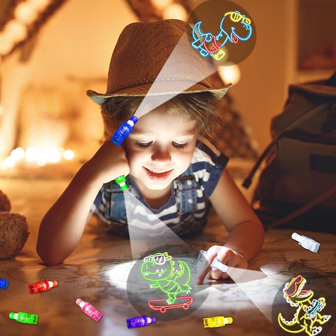 24PCS Party Favors LED Finger Lights, Glow in the Dark Light Up Toys Gifts Bulk for Kids Boy Girl Birthday Goodie Bags Stuffers Party Decorations Back to School Party Classroom Prizes (dinosaur)