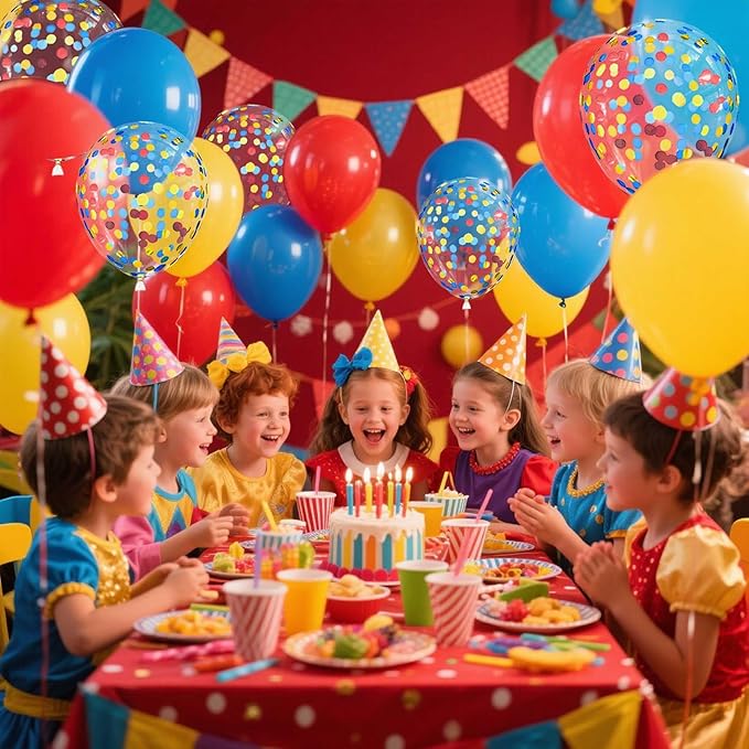 Red Yellow and Blue Balloons with Confetti Balloons 12 inch Latex Balloons 80 Pcs for Wedding Birthday Baby Shower Party Decorations
