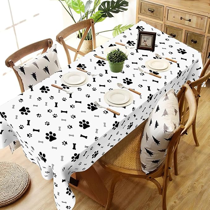 Dog Party Decorations, 6 Pack 54 x 108 Inches Paw Print Tablecloth, Disposable Plastic Rectangle Dog Table Cloth Cover Puppy Dog Themed Birthday Party Favors Decorations Supplies Pawty Table Decor
