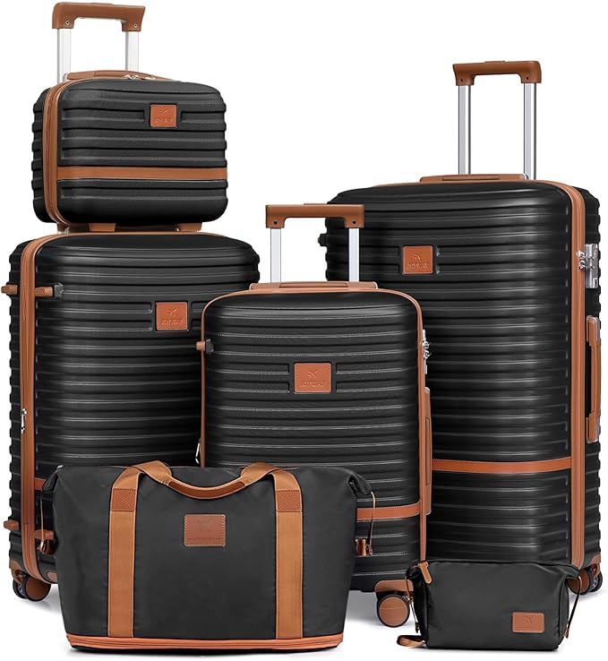Joyway Luggage Set 3 Piece Suitcase Sets with Spinner Wheel,Hardside Expandable Travel Laggage with TSA Lock (Black