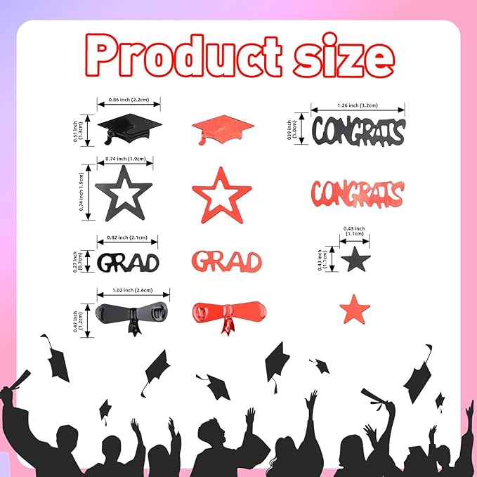 Red and Black Graduation Confetti 2026, 1000 Pcs Congrats Grad Confetti Class of 2026 Party Table Centerpiece for 2026 Graduation Party Decorations